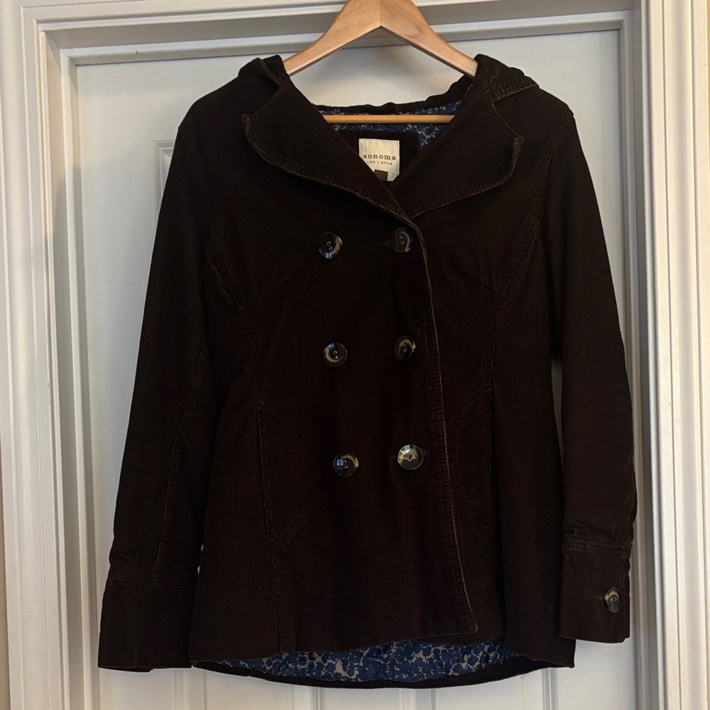 Women's Brown Double-Breasted Jacket (Size M)